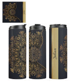 美エレガント黒金ゴールドフェイク曼荼羅 タンブラー