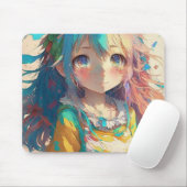 美カラフルしいアニメの少女が美しい日を マウスパッド (マウス)