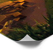 美カラフルしいビーチリゾートグリーンパームツリーズ ポスター (角)