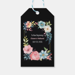 美カラフルしい水色のフローラ結婚ズ ギフトタグ