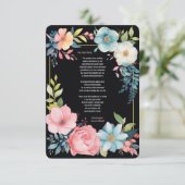 美カラフルしい水色のフローラ結婚ズ サンキューカード (スタンド正面)