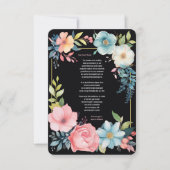 美カラフルしい水色のフローラ結婚ズ サンキューカード (正面)