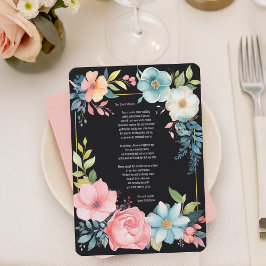 美カラフルしい水色のフローラ結婚ズ サンキューカード