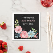 美カラフルしい水色のフローラ結婚ズ スタンダードカクテルナプキン (インサイチュ)