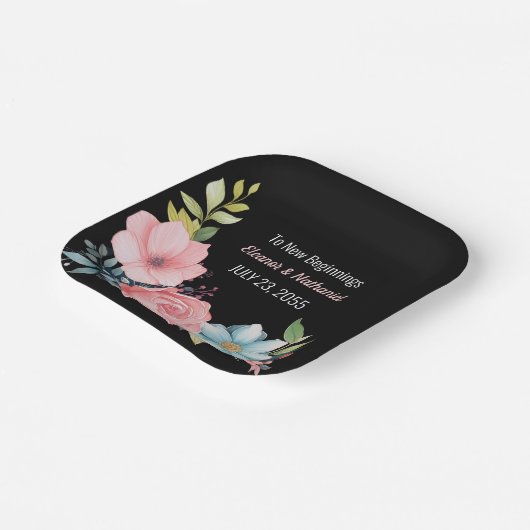 美カラフルしい水色のフローラ結婚ズ ペーパープレート (傾斜あり)