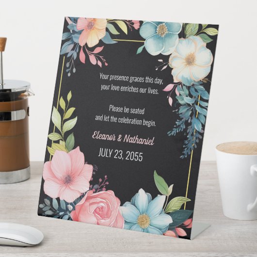 美カラフルしい水色のフローラ結婚ズ 台座サイン (インサイチュ)