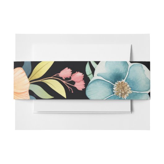 美カラフルしい水色のフローラ結婚ズ 招待状ベリーバンド (正面例)