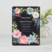 美カラフルしい水色のフローラ結婚ズ 招待状 (スタンド正面)