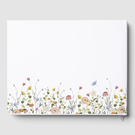 美カラフルしい野生の花の書道結婚の ゲストブック (裏面)