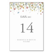 美カラフルしい野生の花の書道結婚の テーブルナンバー (裏面)