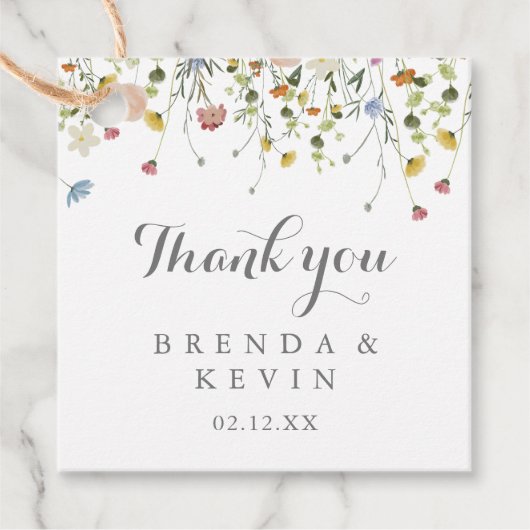 美カラフルしい野生の花の書道結婚の フェイバータグ (正面)