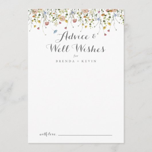 美カラフルしい野結婚花の願い アドバイスカード (正面)