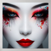 美カラフルしい顔メイクアップの目 ポスター (正面)