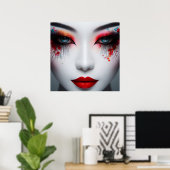 美カラフルしい顔メイクアップの目 ポスター (ホームオフィス)