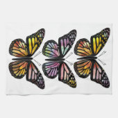 美カラフルしい3蝶の水色パターン キッチンタオル (横)