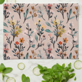 美クラシックしい花柄の高級かわいいピンク キッチンタオル (折り畳み)