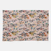 美クラシックしい花柄の高級かわいいピンク キッチンタオル (横)