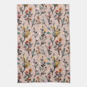 美クラシックしい花柄の高級かわいいピンク キッチンタオル (縦)