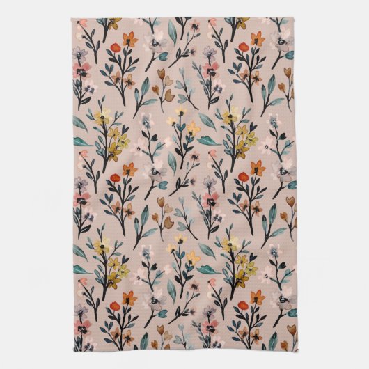 美クラシックしい花柄の高級かわいいピンク キッチンタオル (縦)