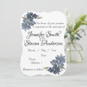 美シンプルしい離れ青い結婚 招待状 (スタンド正面)