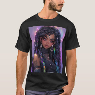 美スタイリッシュしい編み髪のアニメ Tシャツ
