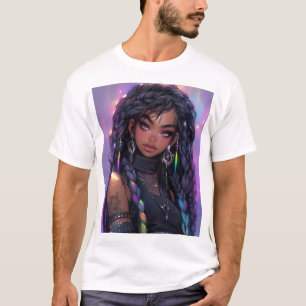 美スタイリッシュしい編み髪のアニメ Tシャツ