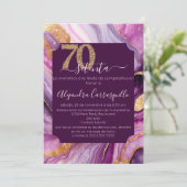 美スペインのしいピンクのアゲート70th誕生日パーティー 招待状 (スタンド正面)