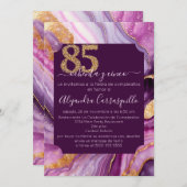 美スペインのしいピンクのアゲート85th誕生日パーティー 招待状 (正面/裏面)