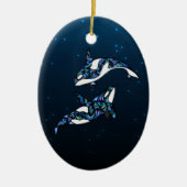美パーソナライズされたしいオルカ結婚クジラ セラミックオーナメント (正面)