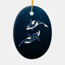 美パーソナライズされたしいオルカ結婚クジラ セラミックオーナメント