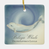 美パーソナライズされたしいベルーガ・ホエールクリスマス セラミックオーナメント (正面)