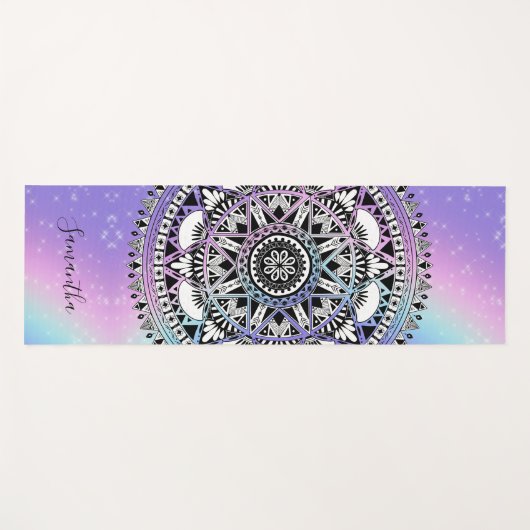 美パーソナライズされたしいマンダラレインボーヨガマット ヨガマット (正面(横))