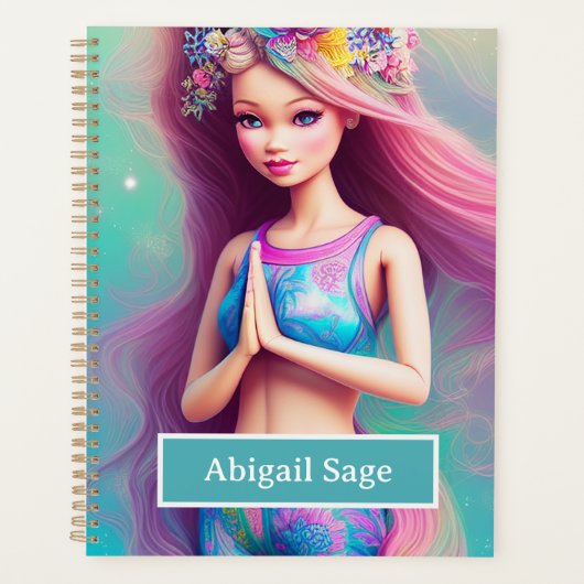 美パーソナライズされたしいヨガガガールメディテーションフローラ プランナー手帳 (正面)