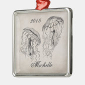 美パーソナライズされたしいヴィンテージクラゲビーチ メタルオーナメント (左)