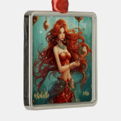 美パーソナライズされたしい人魚のクリスマス メタルオーナメント (右)