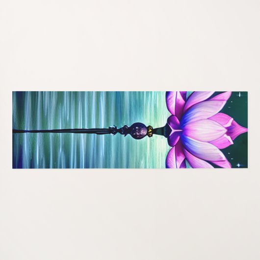 美パーソナライズされたしい月光ピンクの蓮の花 ヨガマット (裏面(横))