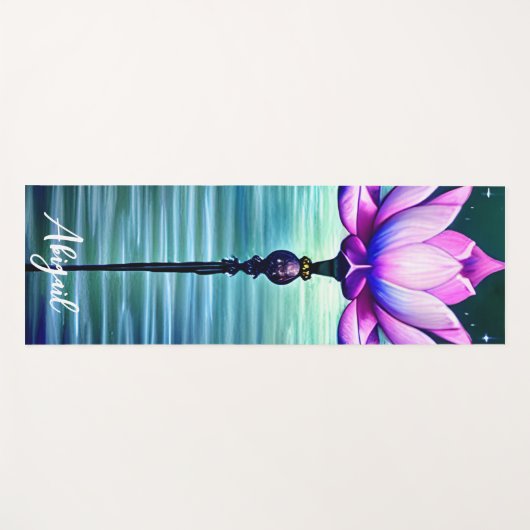 美パーソナライズされたしい月光ピンクの蓮の花 ヨガマット (正面(横))