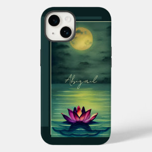 美パーソナライズされたしい蓮の花と満月 Case-Mate iPhone 14ケース