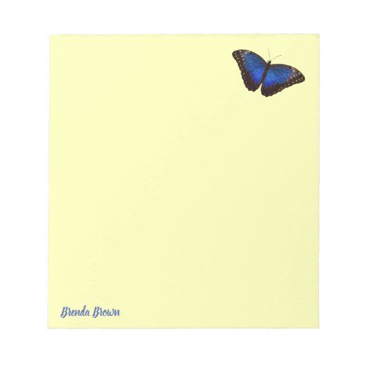 美パーソナライズされたしい青のモルフォ ノートパッド (正面)