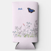 美パーソナライズされたしい青モルホバタフライ薄紫 スリム缶クーラー (正面)