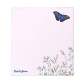 美パーソナライズされたしい青モルホバタフライ薄紫 ノートパッド (正面)