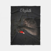 美パーソナライズされたしい黒白鳥 フリースブランケット (正面)