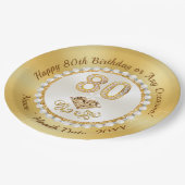 美パーソナライズされたしい80歳の誕生日パーティープレート ペーパープレート (アングル)