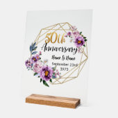 美パーソナライズされた50周年 アクリルサイン (傾斜)