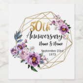 美パーソナライズされた50周年 ワインラベル (シングルラベル)