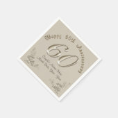 美パーソナライズされた60周年記念ナプキンス スタンダードカクテルナプキン (角)