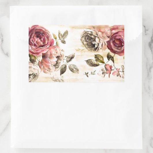 美ビクトリアン絵画フローラ 長方形シール (バッグ)