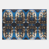 美ミニマル青フクロウ ラッピングペーパーシート (正面2)