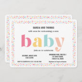 美モダンしいパステルカラフルベビーシャワー 招待状 (正面/裏面)