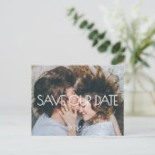 美モダンしい写真結婚式の日付を保存 ポストカード (スタンド正面)